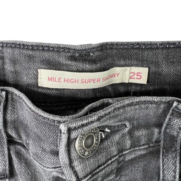 Levi’s Mile High Super Skinny Jeans Black Stretch Denim 25 - Picture 5 of 7